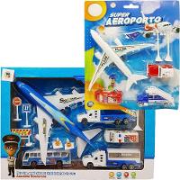 Kit Brinquedo Aeroporto Transito 18pçs Avião Carro Caminhão - 2
