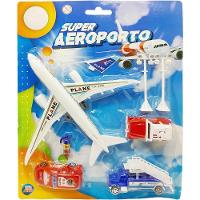 Kit Brinquedo Aeroporto Transito 18pçs Avião Carro Caminhão - 3