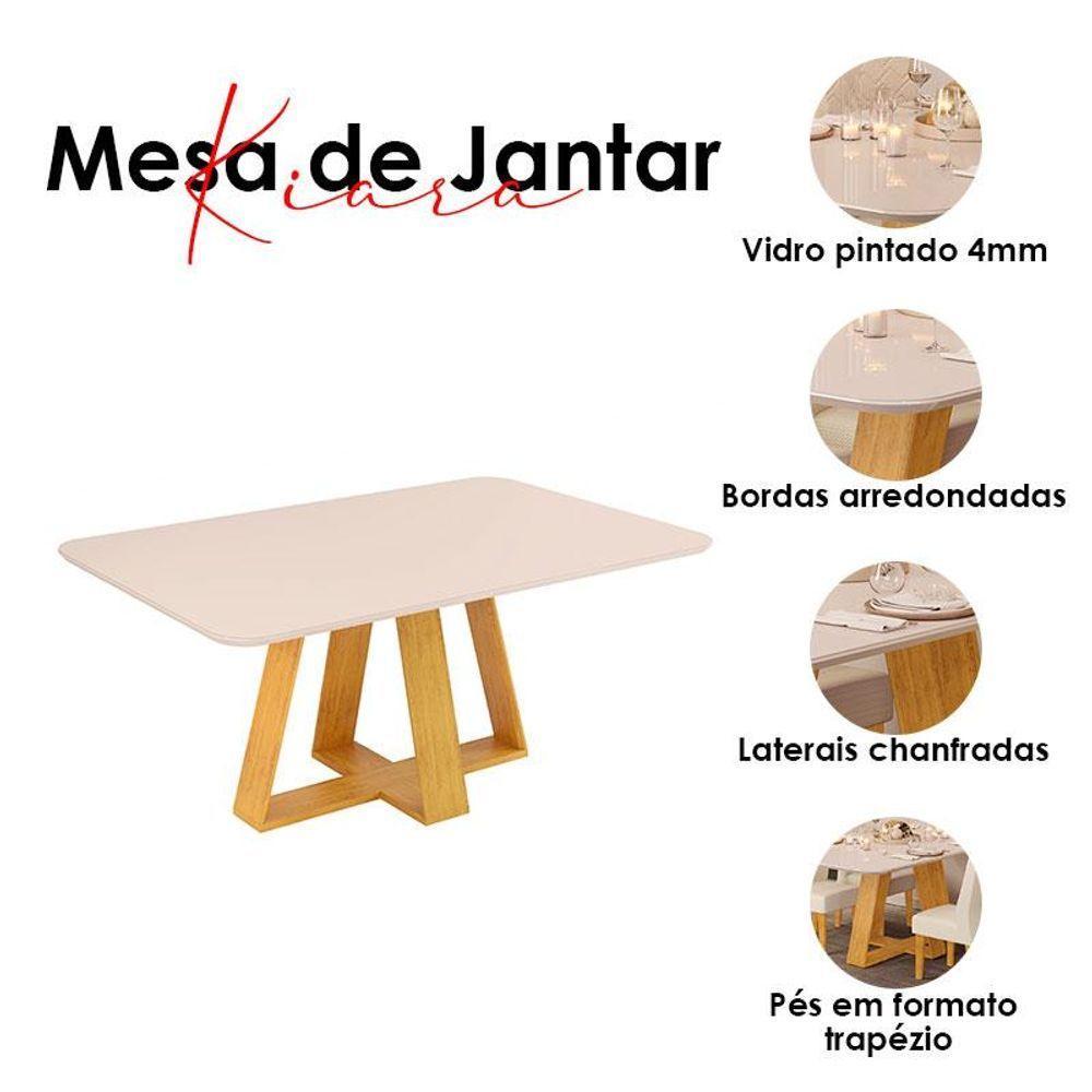 Mesa De Jantar Kiara Cedro Off White Com 4 Cadeiras Yasmin Cedro Veludo Kraft - Dj Móveis - 3