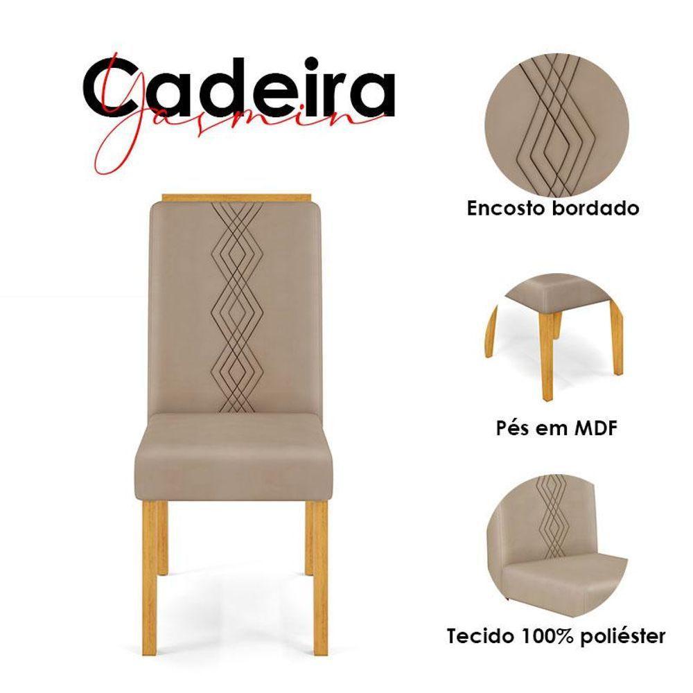 Mesa De Jantar Kiara Cedro Off White Com 4 Cadeiras Yasmin Cedro Veludo Kraft - Dj Móveis - 5