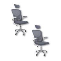 Kit Com 2 Cadeiras De Escritório Diretor Oficial Vegas Com Apoio + Ebook Cinza E Branco 2 - 1