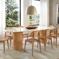 Mesa De Jantar Orgânica Breeze 2,40 X 1,20m 9 Lugares Lâmina Natural De Madeira Off White Vidro