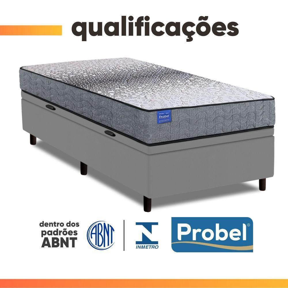 Cama Box Baú Solteiro Probel Molas Ensacadas 88x188x67 Day Springs A Vácuo Branco/cinza Branco / Cinza - 9