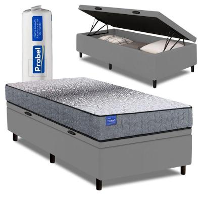 Cama Box Baú Solteiro Probel Molas Ensacadas 88x188x67 Day Springs A Vácuo Branco/cinza Branco / Cinza