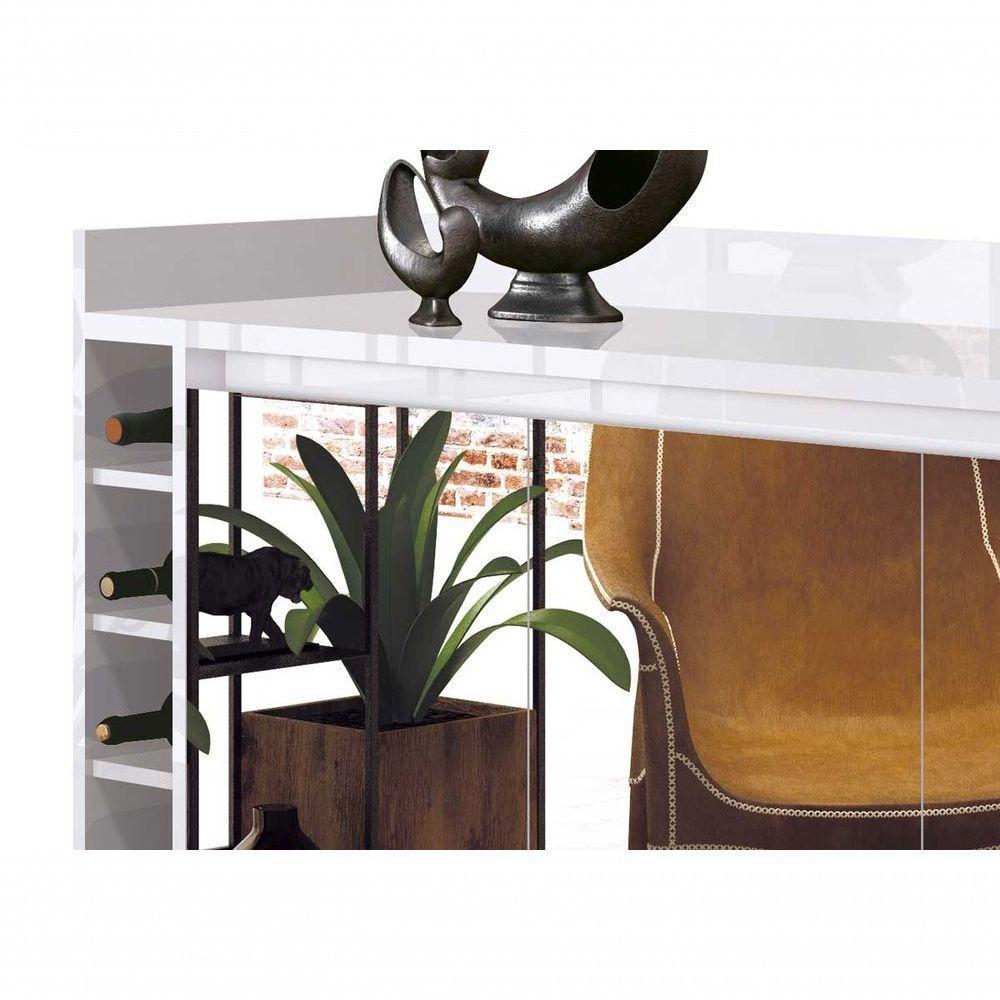 Buffet Com Adega Estilo Com Espelho Branco - Moveisaqui - 3