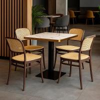 Conjunto Mesa De Jantar Redonda Venezia 70x70cm Branca Com 4 Cadeiras Roma - Marrom - 2