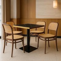 Conjunto Mesa De Jantar Redonda Venezia 70x70cm Preta Com 4 Cadeiras Roma - Marrom - 2