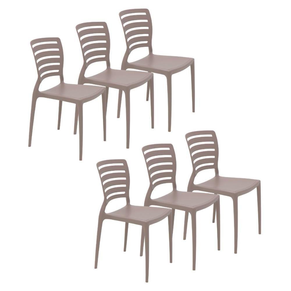 Conjunto 6 Cadeiras Sofia Em Polipropileno Fibra De Vidro Camurça Tramontina - 1