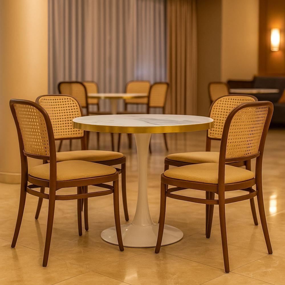 Conjunto Mesa De Jantar Redonda Majestic 70cm Branca Com 4 Cadeiras Roma - Marrom - 3