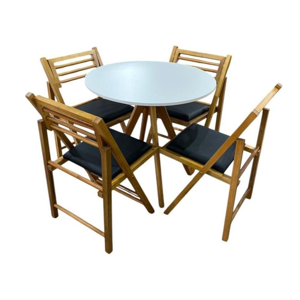 Conjunto Mesa Redonda Com 4 Cadeiras Dobráveis Mel - 3