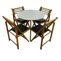 Conjunto Mesa Redonda Com 4 Cadeiras Dobráveis Mel