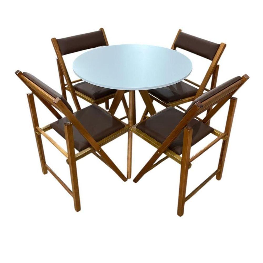 Conjunto Mesa Redonda Com 4 Cadeiras Dobráveis Estofadas Mel - 2