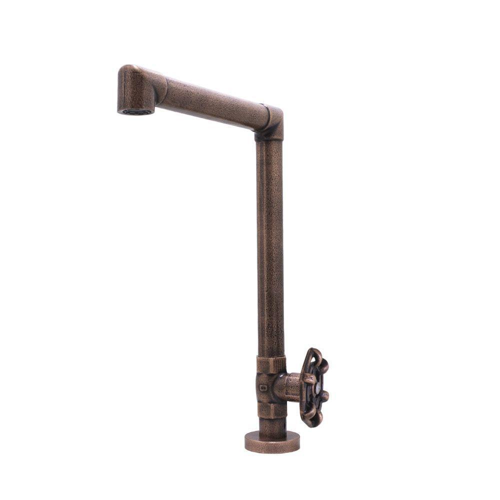 Torneira Pia Lavatório Banheiro Industrial Rustica Mesa Bancada Rosé Cobre Velho Metal Luxo - 1