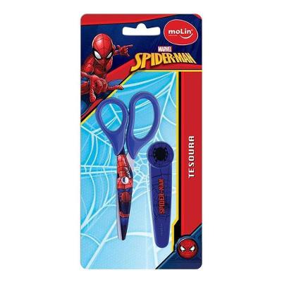 Tesoura Escolar Infantil Spider Man 16080 Azul - Molin