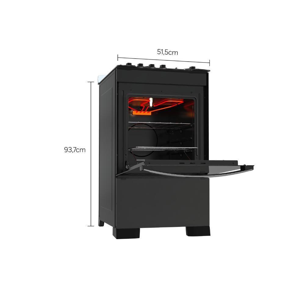 Fogão 4 Bocas Preto Com Frente Em Vidro Preto Bivolt - 8