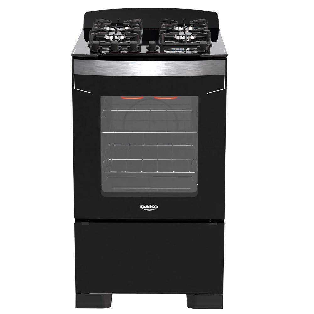 Fogão 4 Bocas Preto Com Frente Em Vidro Preto Bivolt - 1