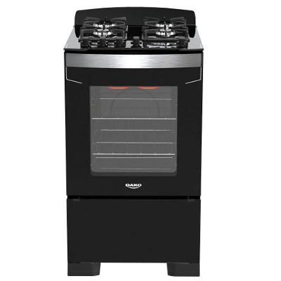 Fogão de Piso 4 Bocas a Gás Dako Diplomata Grill Mesa de Vidro Temperado Preto Bivolt