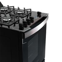 Fogão 4 Bocas Preto Com Frente Em Vidro Preto Bivolt - 3