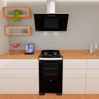 Fogão 4 Bocas Preto Com Frente Em Vidro Preto Bivolt - 5