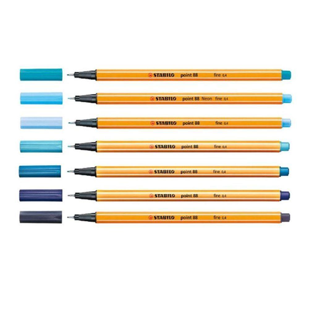 Caneta Fineliner 0.4mm Point 88 7 Tons De Azul - Stabilo - 2