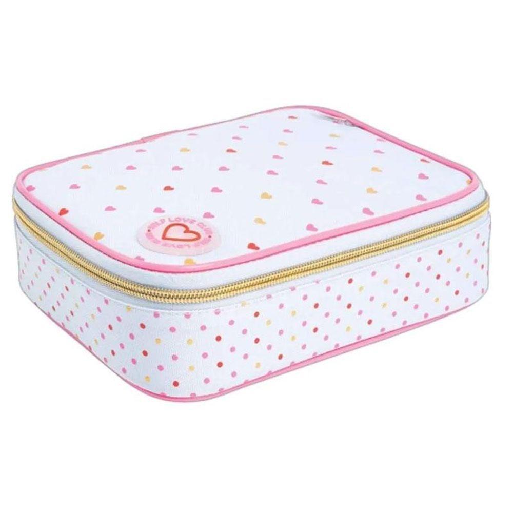 Estojo Escolar Infantil Box Académie Coração Metalizado Azul - Tilibra - 1