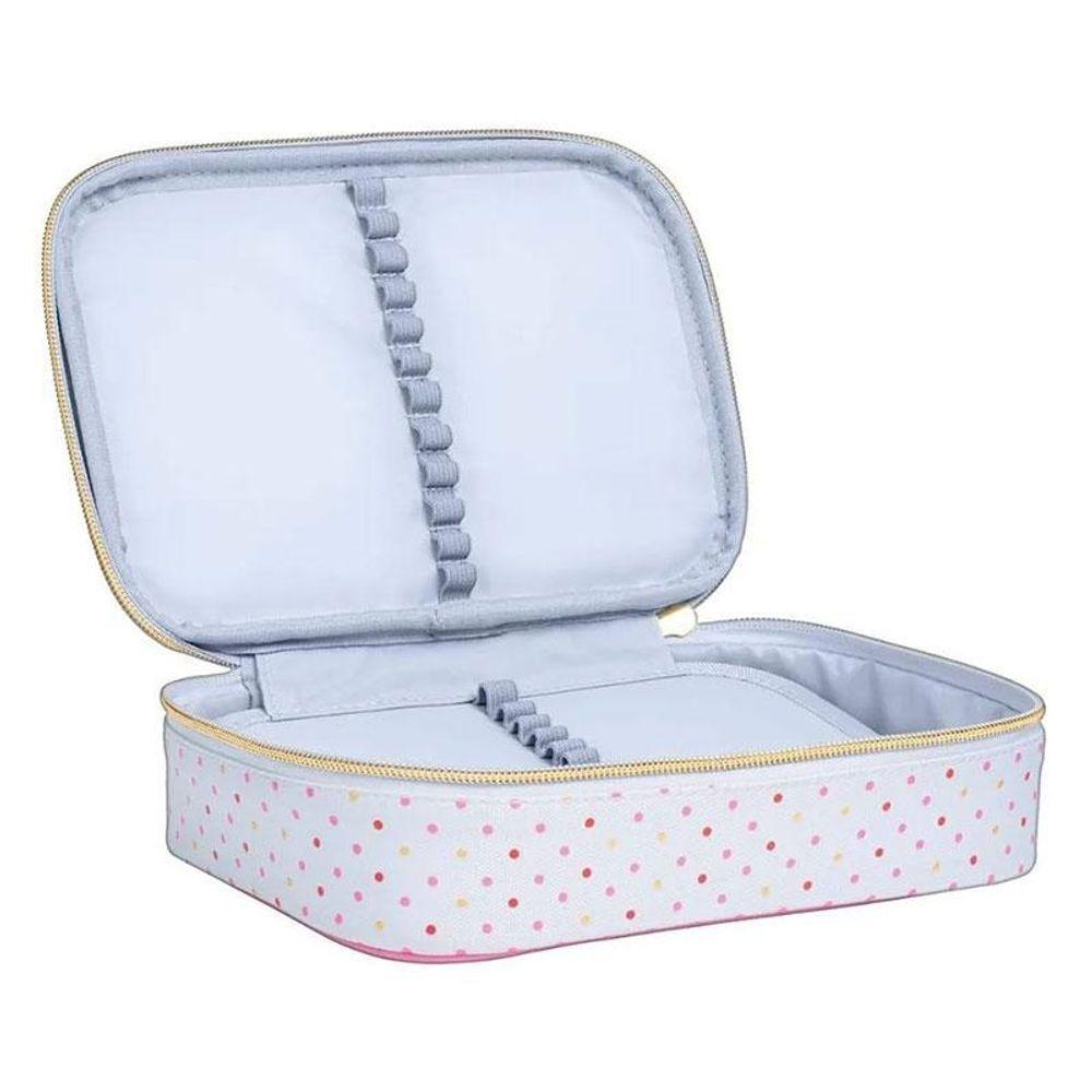 Estojo Escolar Infantil Box Académie Coração Metalizado Azul - Tilibra - 2