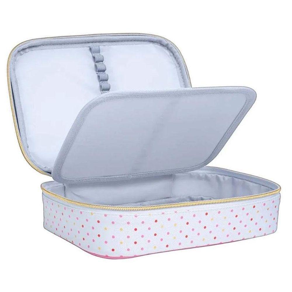 Estojo Escolar Infantil Box Académie Coração Metalizado Azul - Tilibra - 3