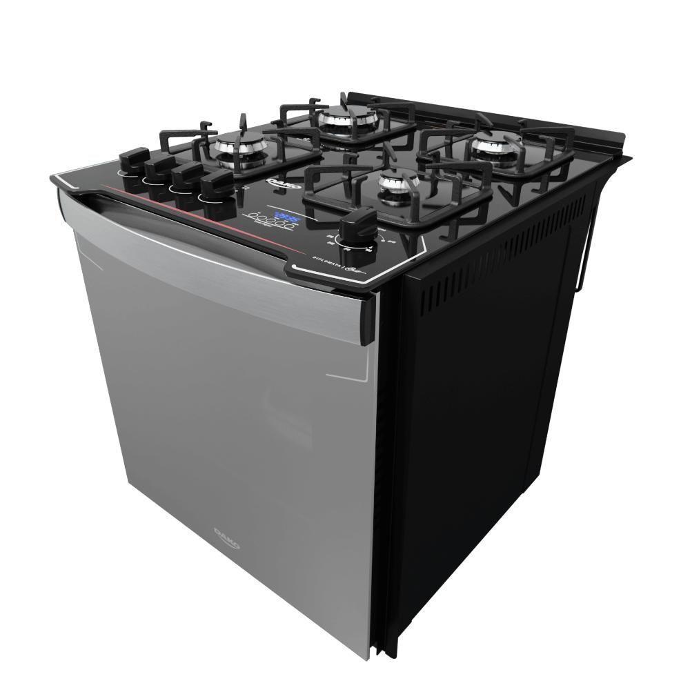 Fogão De Embutir 4 Bocas Preto C- Frente Espelhada E Timer Digital Dako Diplomata Grill Style Bivolt - 5