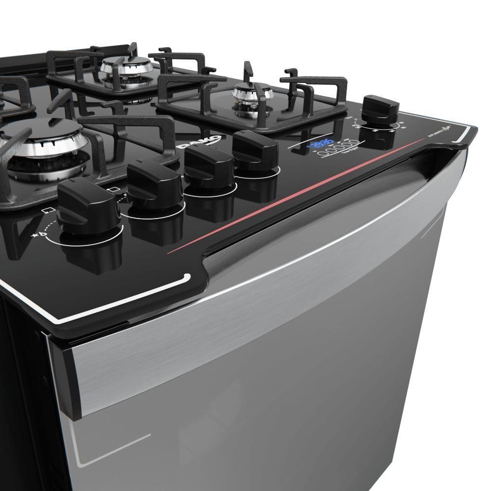 Fogão De Embutir 4 Bocas Preto C- Frente Espelhada E Timer Digital Dako Diplomata Grill Style Bivolt - 6