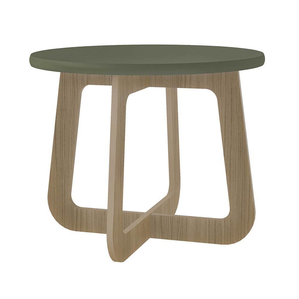 Conjunto Sala Rack P/ Tv Até 75", Buffet Aparador 1 Porta, Mesa Centro E Apoio Charlotte Carvalho/menta - Artely - 4