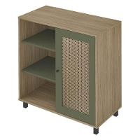 Conjunto Sala Rack P/ Tv Até 75", Buffet Aparador 1 Porta, Mesa Centro E Apoio Charlotte Carvalho/menta - Artely - 2