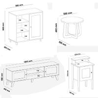 Conjunto Sala Rack P/ Tv Até 75", Buffet Aparador 1 Porta, Mesa Centro E Apoio Charlotte Carvalho/menta - Artely - 6