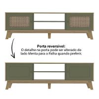 Conjunto Sala Rack P/ Tv Até 75", Buffet Aparador 1 Porta, Mesa Centro E Apoio Charlotte Carvalho/menta - Artely - 9