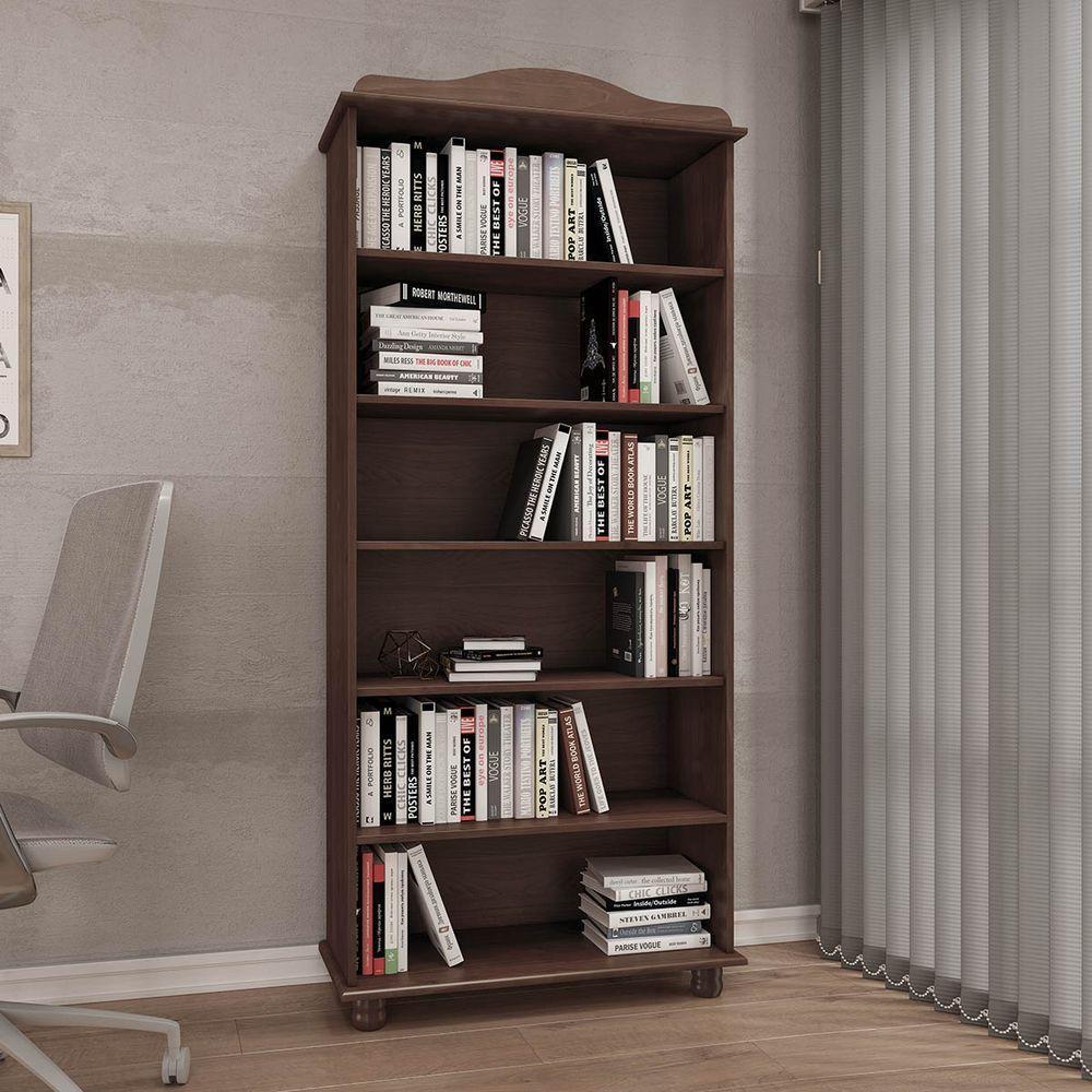 Estante Para Livros Com 5 Prateleiras Rubi Café Madeira Pinus - Finestra - 1