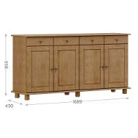 Balcão Para Cozinha 4 Portas E 4 Gavetas Rubi Freijó Madeira Pinus - Finestra - 2