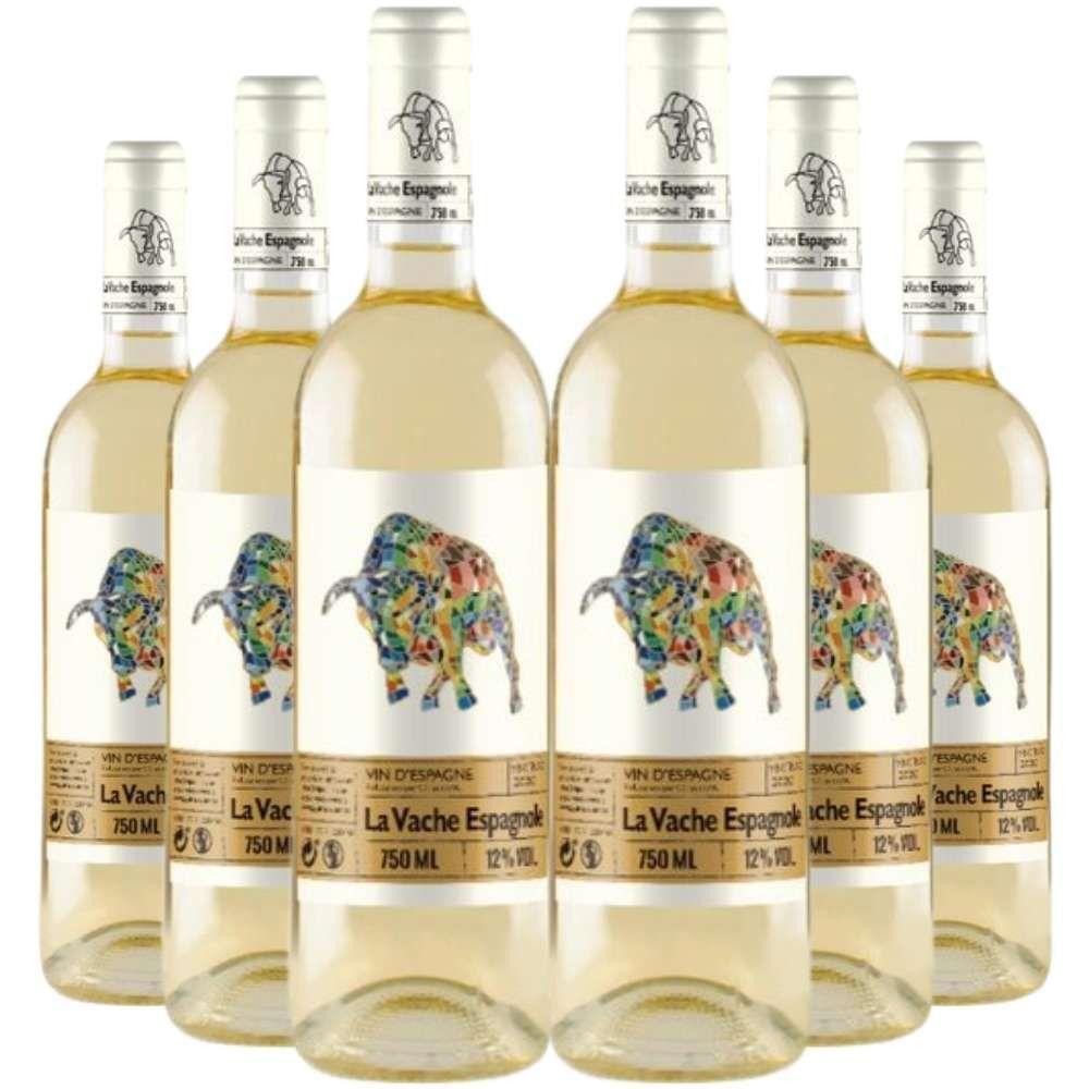 Kit 6 Garrafas Vinho Branco La Vache Espagnole Macabeo 750ml - 1