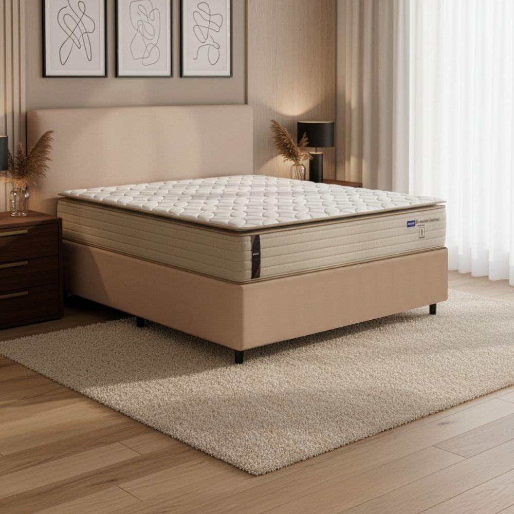 Cama Box King Probel Molas Ensacadas Pillow Top 193x203x68cm Guarda Costas Genova Branco/bege Branco / Bege - 2