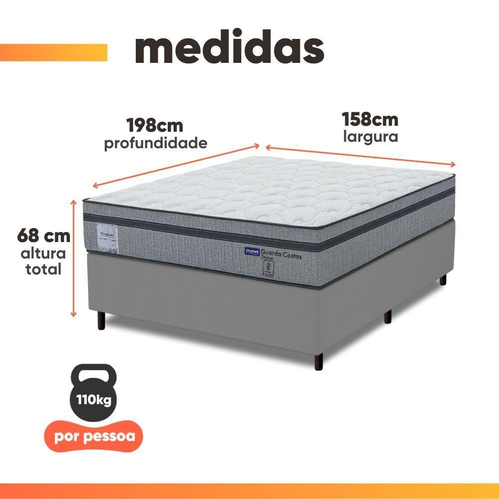 Cama Box Queen Probel Molas Ensacadas Euro In 158x198x68cm Guarda Costas Stone Branco/cinza - 3