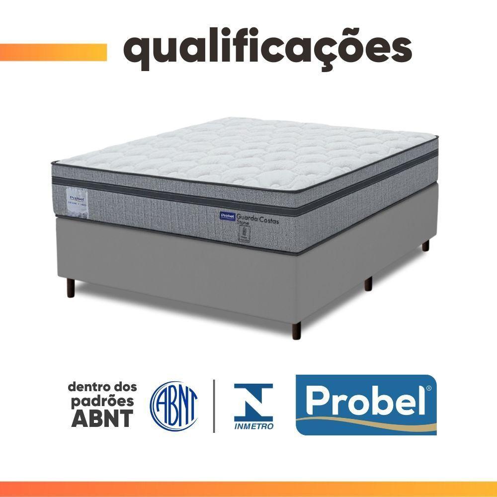 Cama Box Queen Probel Molas Ensacadas Euro In 158x198x68cm Guarda Costas Stone Branco/cinza - 6