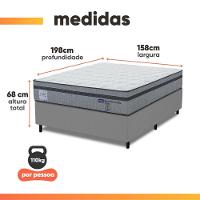 Cama Box Queen Probel Molas Ensacadas Euro In 158x198x68cm Guarda Costas Stone Branco/cinza - 3
