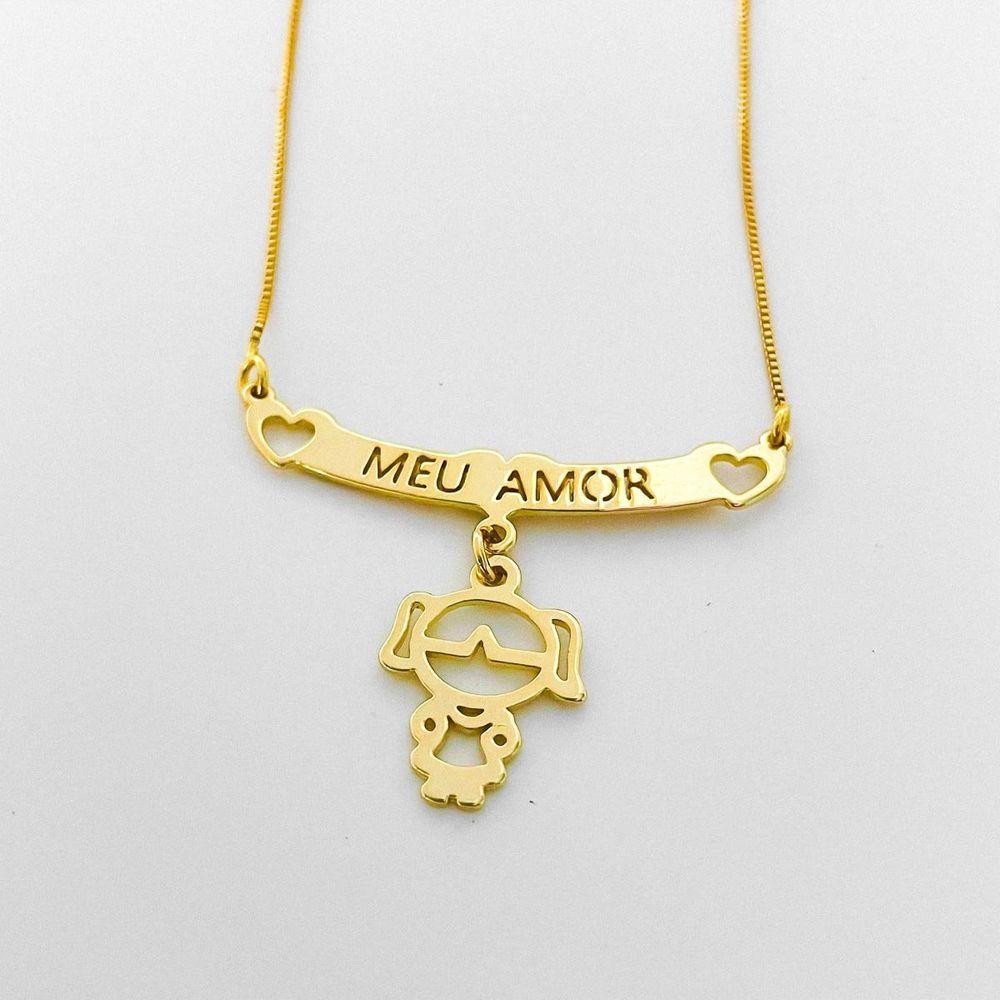 Colar Filhos Meus Amores Banhados A Ouro 18k - Três Meninas E Um Menino - 2