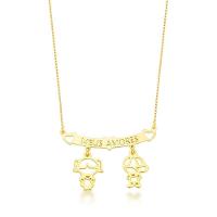 Colar Filhos Meus Amores Banhados A Ouro 18k - Três Meninas E Um Menino - 1