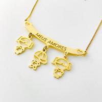 Colar Filhos Meus Amores Banhados A Ouro 18k - Três Meninas E Um Menino