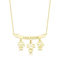 Colar Filhos Meus Amores Banhados A Ouro 18k - Três Meninas E Um Menino - 10