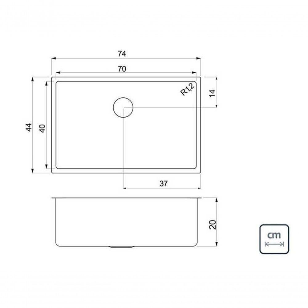Cuba Tramontina Design Collection Quadrum 70 Em Inox Acabamento Acetinado E Válvula De 4 1-2" Com Escape - 4
