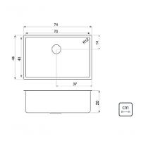Cuba Tramontina Design Collection Quadrum 70 Em Inox Acabamento Acetinado E Válvula De 4 1-2" Com Escape - 4