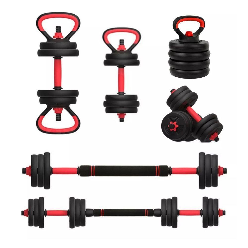 Kit Halteres Anilhas Kettlebell 6 Em 1 Ajustável Treino Casa 50kg - 7