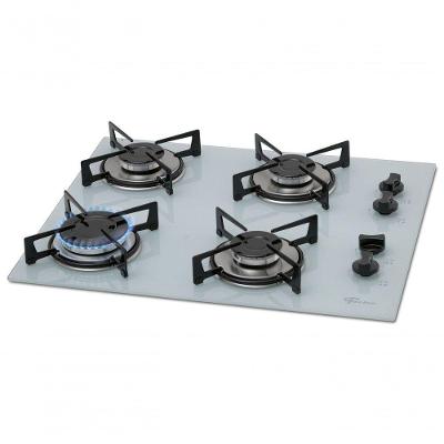 Fogão Cooktop a Gás Fischer 1519-5902 4 Bocas Mesa de Vidro Temperado Branco Bivolt