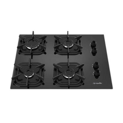 Cooktop a Gás Mueller Ultra Chama 4 Bocas Vidro Temperado Trempes Ferro Fundido Preto Bivolt