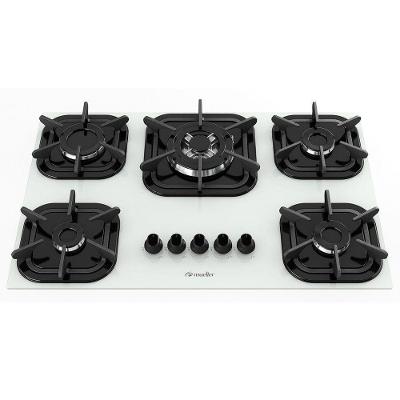 Cooktop Gás Mueller 601270004 5 Bocas Vidro Temperado Tripla Chama Branco Bivolt